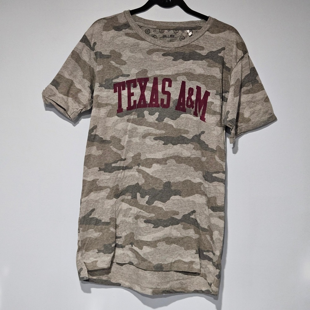 NWOT Pressbox Texas‎ A&M Aggies Camo T Shirt 2XL Adult Short Sleeve Cotton Blend